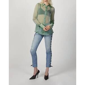NEW GEORGIA ALICE chiffon slim shirt in green